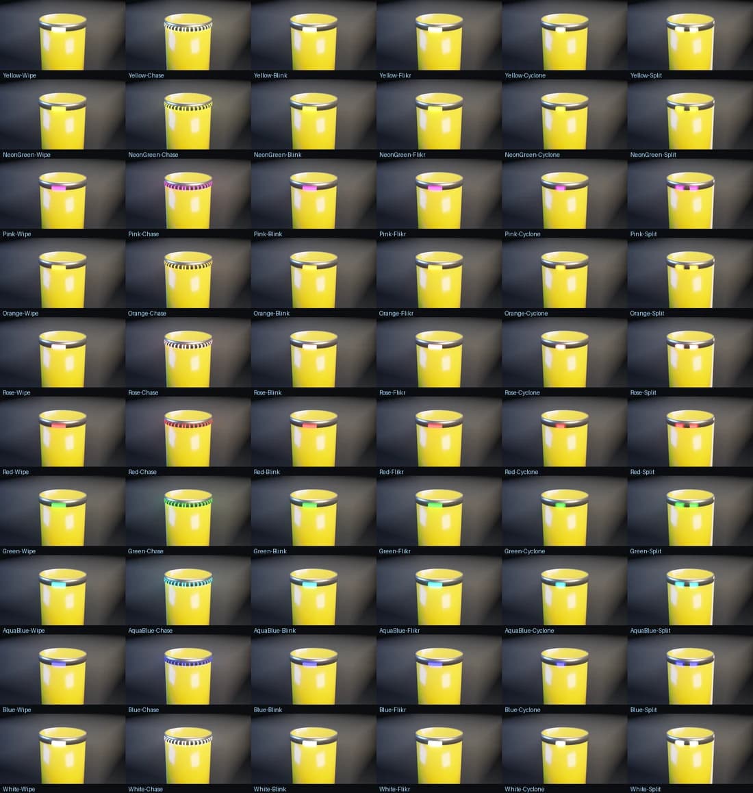 Sixty band colour and pattern combinations on the can.